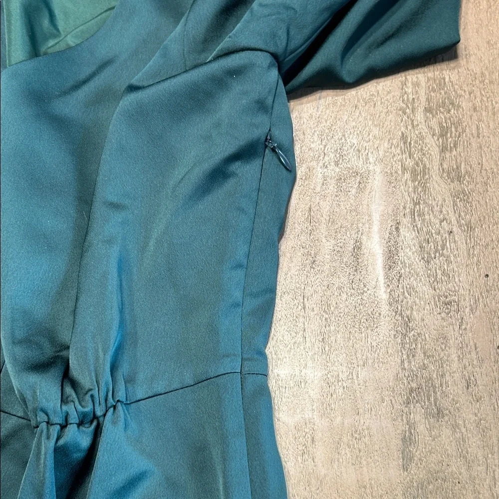 J. Crew Green satin Button-Front Blouse